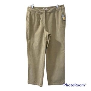 TALBOTS Women Petites Beige Corduroy Stretch Pants Size 12W With Tags